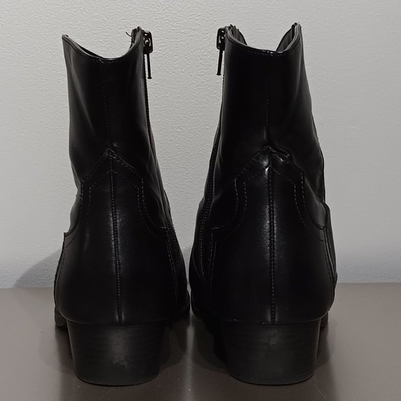 Pull & Bear Black Faux Leather Cowgirl Chelsea Ankle Boots. (Women's Size 7.5) - Picture 3 of 6